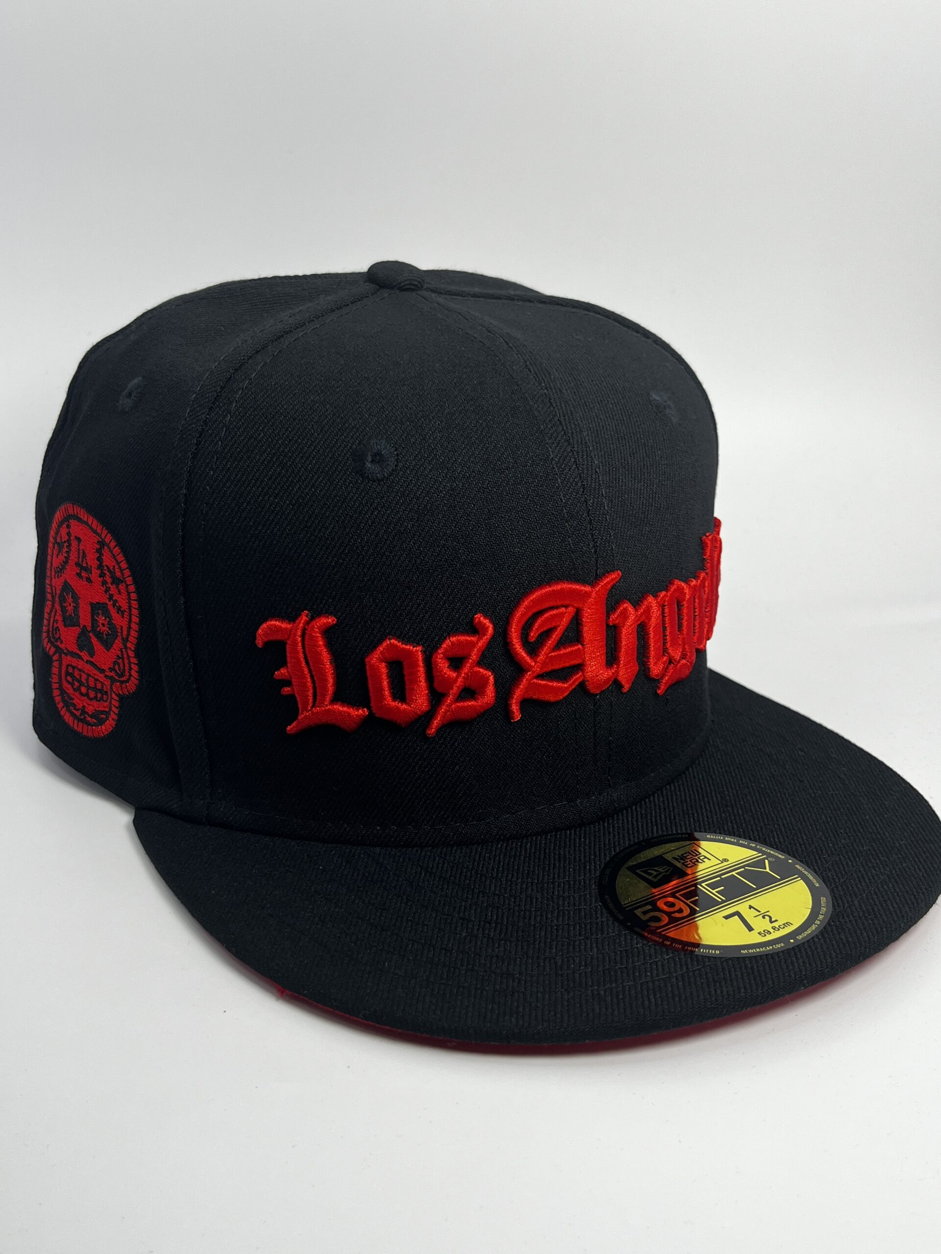 Gorra New Era 59FIFTY Los Angeles Dodgers Negra Roja Calavera Talla 7 1/2