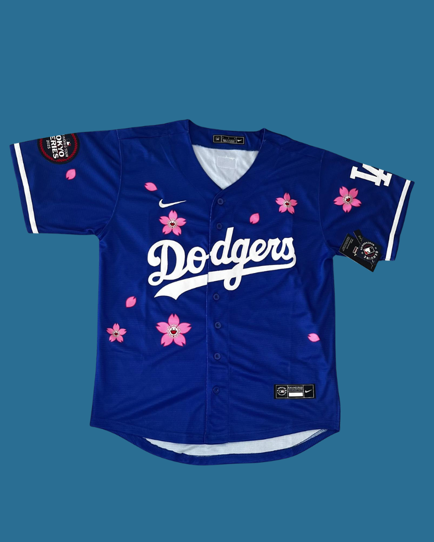Camisa Los Angeles Dodgers Azul Tokyo Series Flores de Cerezo Béisbol
